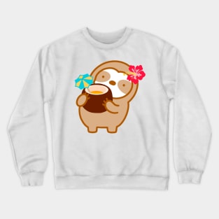 Cute Tropical Coconut Drink Sloth Crewneck Sweatshirt